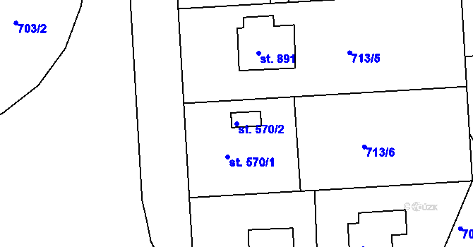 Parcela st. 570/2 v KÚ Sezimovo Ústí, Katastrální mapa