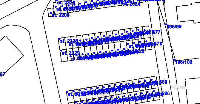 Parcela st. 582/10 v KÚ Sezimovo Ústí, Katastrální mapa