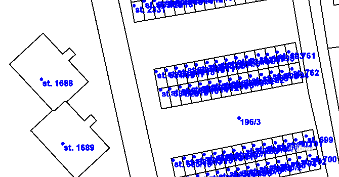 Parcela st. 584/18 v KÚ Sezimovo Ústí, Katastrální mapa