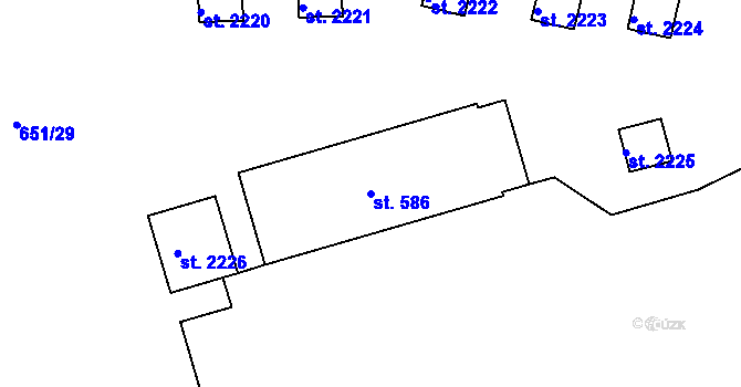 Parcela st. 586 v KÚ Sezimovo Ústí, Katastrální mapa