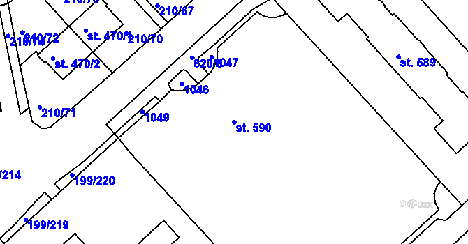Parcela st. 590 v KÚ Sezimovo Ústí, Katastrální mapa