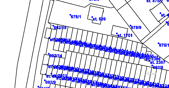 Parcela st. 631/6 v KÚ Sezimovo Ústí, Katastrální mapa