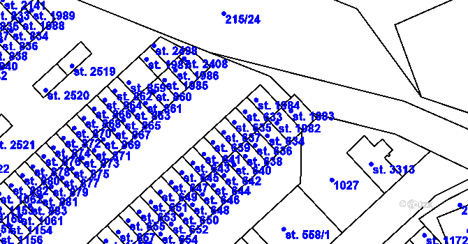 Parcela st. 635 v KÚ Sezimovo Ústí, Katastrální mapa
