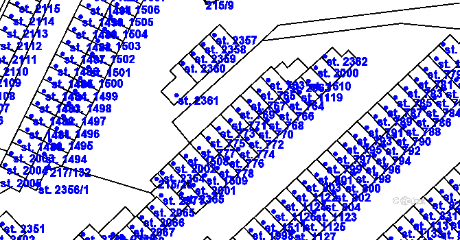 Parcela st. 771 v KÚ Sezimovo Ústí, Katastrální mapa