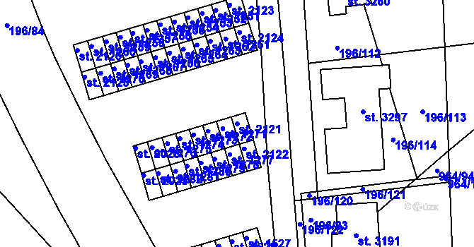 Parcela st. 2121 v KÚ Sezimovo Ústí, Katastrální mapa