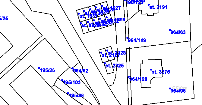 Parcela st. 2127 v KÚ Sezimovo Ústí, Katastrální mapa