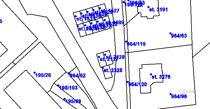 Parcela st. 2128 v KÚ Sezimovo Ústí, Katastrální mapa