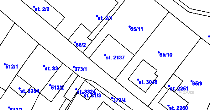 Parcela st. 2137 v KÚ Sezimovo Ústí, Katastrální mapa