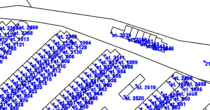 Parcela st. 2141 v KÚ Sezimovo Ústí, Katastrální mapa