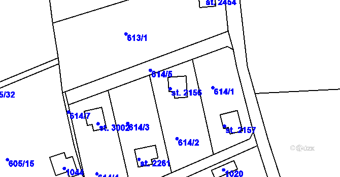 Parcela st. 2156 v KÚ Sezimovo Ústí, Katastrální mapa