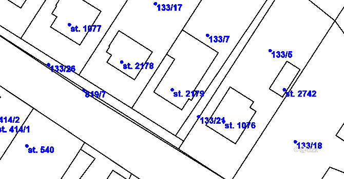 Parcela st. 2179 v KÚ Sezimovo Ústí, Katastrální mapa