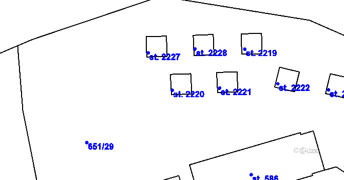 Parcela st. 2220 v KÚ Sezimovo Ústí, Katastrální mapa