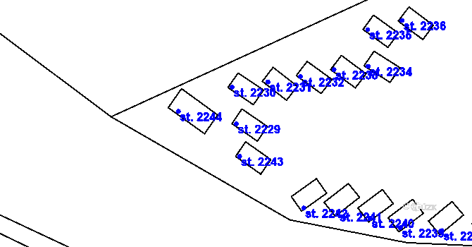 Parcela st. 2229 v KÚ Sezimovo Ústí, Katastrální mapa
