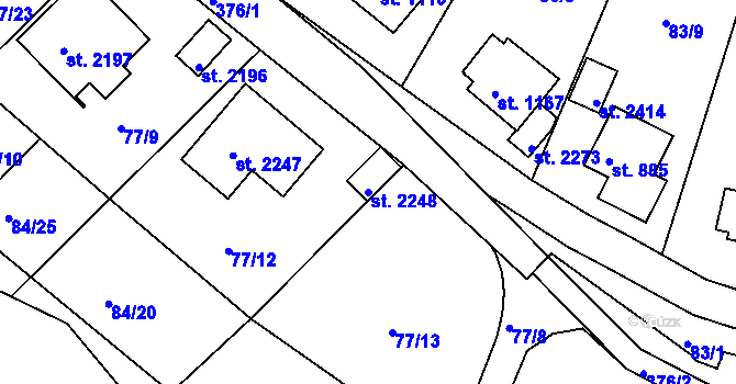 Parcela st. 2248 v KÚ Sezimovo Ústí, Katastrální mapa