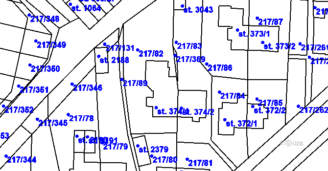 Parcela st. 2249 v KÚ Sezimovo Ústí, Katastrální mapa