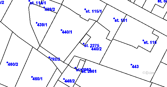Parcela st. 2275 v KÚ Sezimovo Ústí, Katastrální mapa