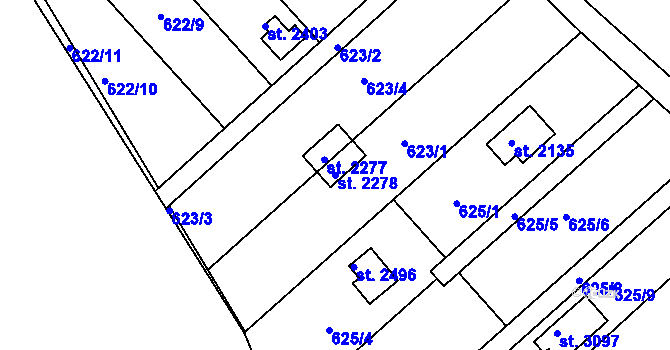 Parcela st. 2278 v KÚ Sezimovo Ústí, Katastrální mapa