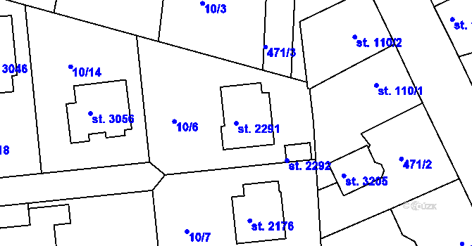 Parcela st. 2291 v KÚ Sezimovo Ústí, Katastrální mapa