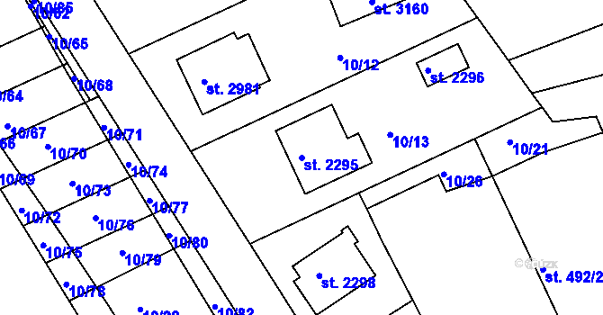 Parcela st. 2295 v KÚ Sezimovo Ústí, Katastrální mapa