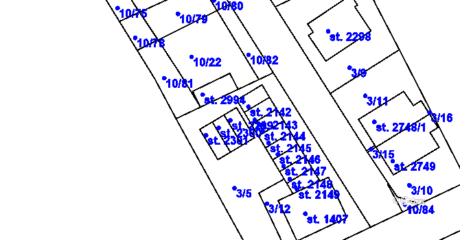 Parcela st. 2299 v KÚ Sezimovo Ústí, Katastrální mapa