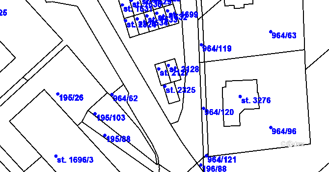 Parcela st. 2325 v KÚ Sezimovo Ústí, Katastrální mapa