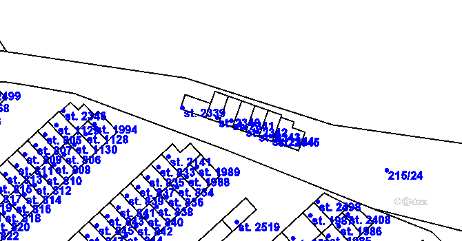 Parcela st. 2341 v KÚ Sezimovo Ústí, Katastrální mapa