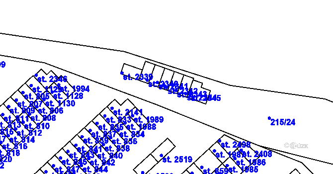 Parcela st. 2342 v KÚ Sezimovo Ústí, Katastrální mapa