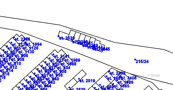 Parcela st. 2343 v KÚ Sezimovo Ústí, Katastrální mapa