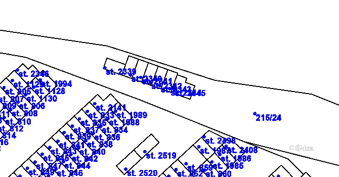 Parcela st. 2344 v KÚ Sezimovo Ústí, Katastrální mapa