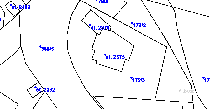 Parcela st. 2375 v KÚ Sezimovo Ústí, Katastrální mapa