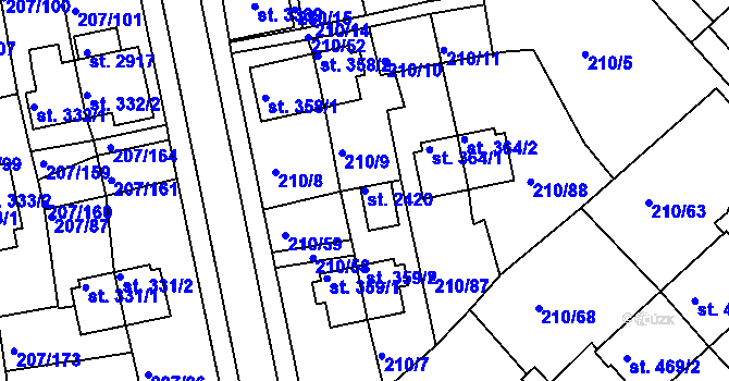 Parcela st. 2420 v KÚ Sezimovo Ústí, Katastrální mapa