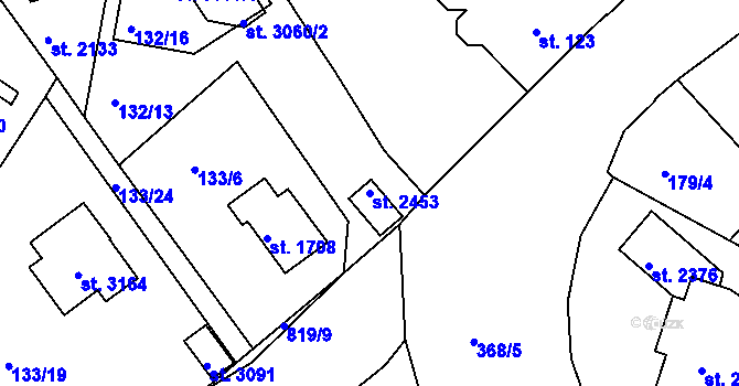 Parcela st. 2453 v KÚ Sezimovo Ústí, Katastrální mapa