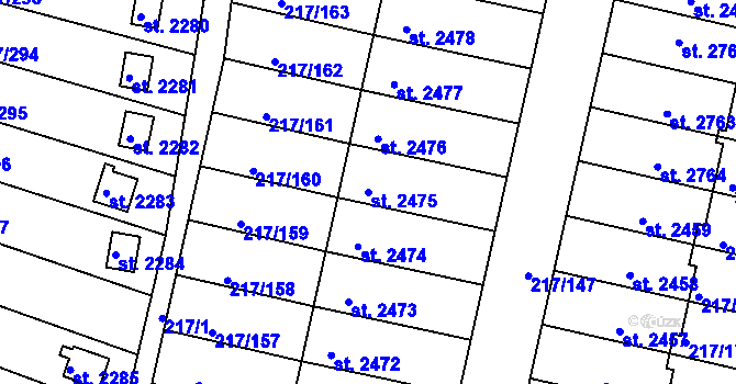 Parcela st. 2475 v KÚ Sezimovo Ústí, Katastrální mapa