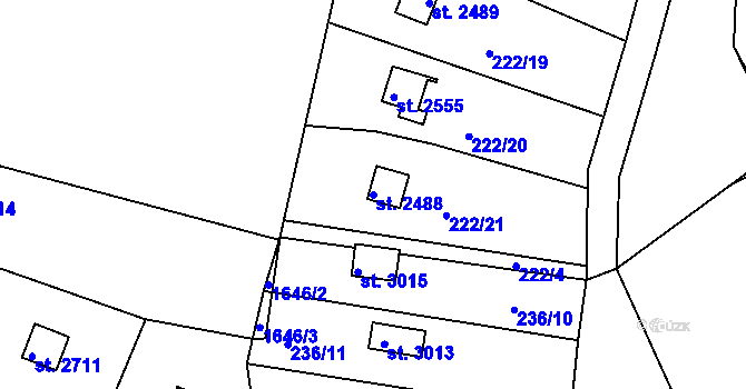 Parcela st. 2488 v KÚ Sezimovo Ústí, Katastrální mapa