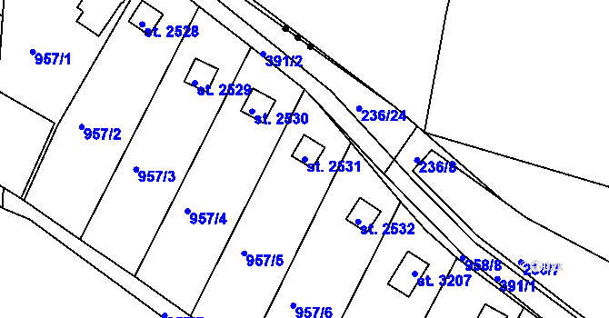 Parcela st. 2531 v KÚ Sezimovo Ústí, Katastrální mapa