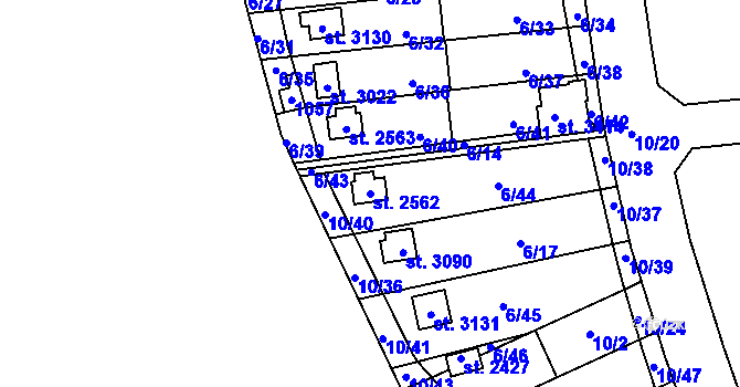 Parcela st. 2562 v KÚ Sezimovo Ústí, Katastrální mapa