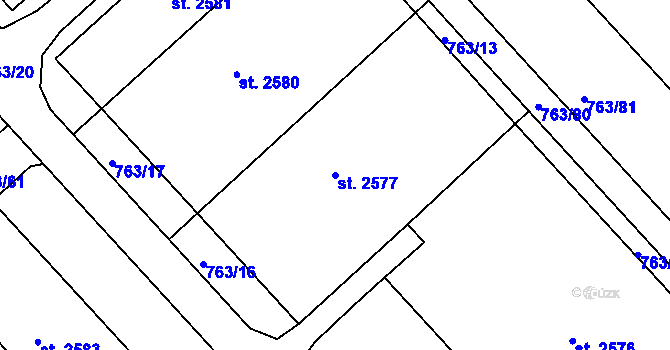 Parcela st. 2577 v KÚ Sezimovo Ústí, Katastrální mapa