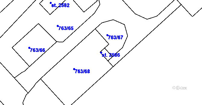 Parcela st. 2586 v KÚ Sezimovo Ústí, Katastrální mapa