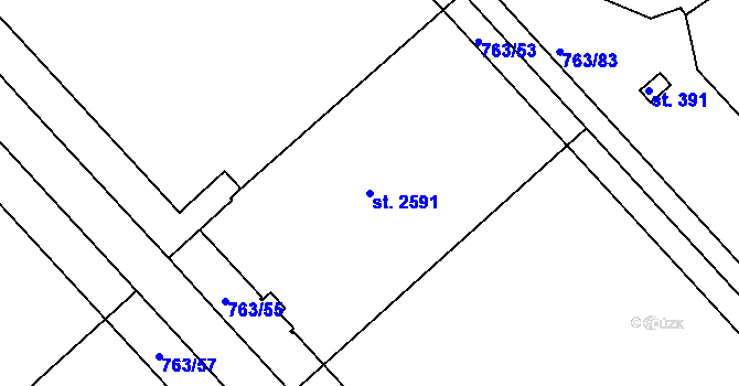 Parcela st. 2591 v KÚ Sezimovo Ústí, Katastrální mapa