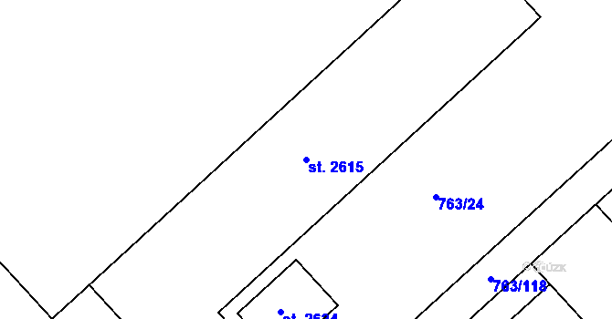 Parcela st. 2615 v KÚ Sezimovo Ústí, Katastrální mapa