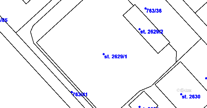 Parcela st. 2629/1 v KÚ Sezimovo Ústí, Katastrální mapa