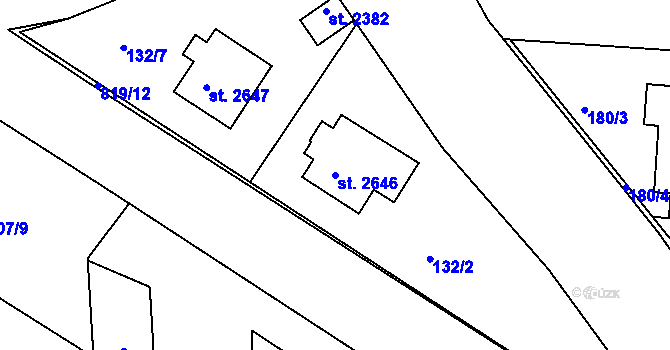 Parcela st. 2646 v KÚ Sezimovo Ústí, Katastrální mapa