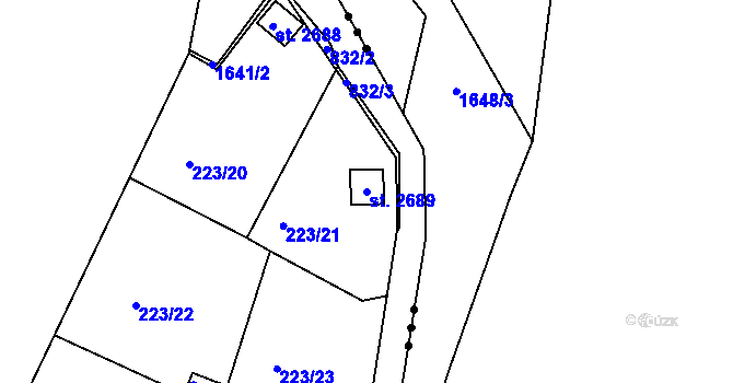 Parcela st. 2689 v KÚ Sezimovo Ústí, Katastrální mapa