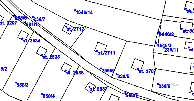 Parcela st. 2711 v KÚ Sezimovo Ústí, Katastrální mapa