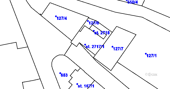 Parcela st. 2717/1 v KÚ Sezimovo Ústí, Katastrální mapa