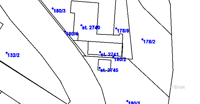 Parcela st. 2741 v KÚ Sezimovo Ústí, Katastrální mapa