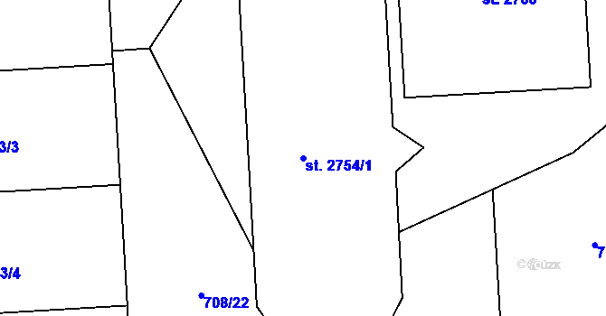 Parcela st. 2754/1 v KÚ Sezimovo Ústí, Katastrální mapa