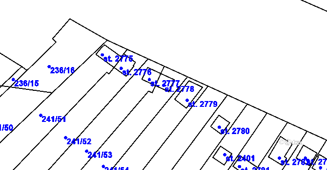 Parcela st. 2778 v KÚ Sezimovo Ústí, Katastrální mapa