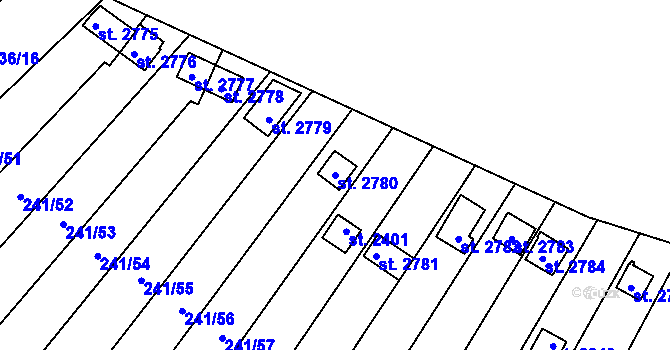 Parcela st. 2780 v KÚ Sezimovo Ústí, Katastrální mapa
