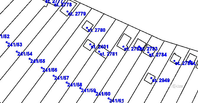 Parcela st. 2781 v KÚ Sezimovo Ústí, Katastrální mapa